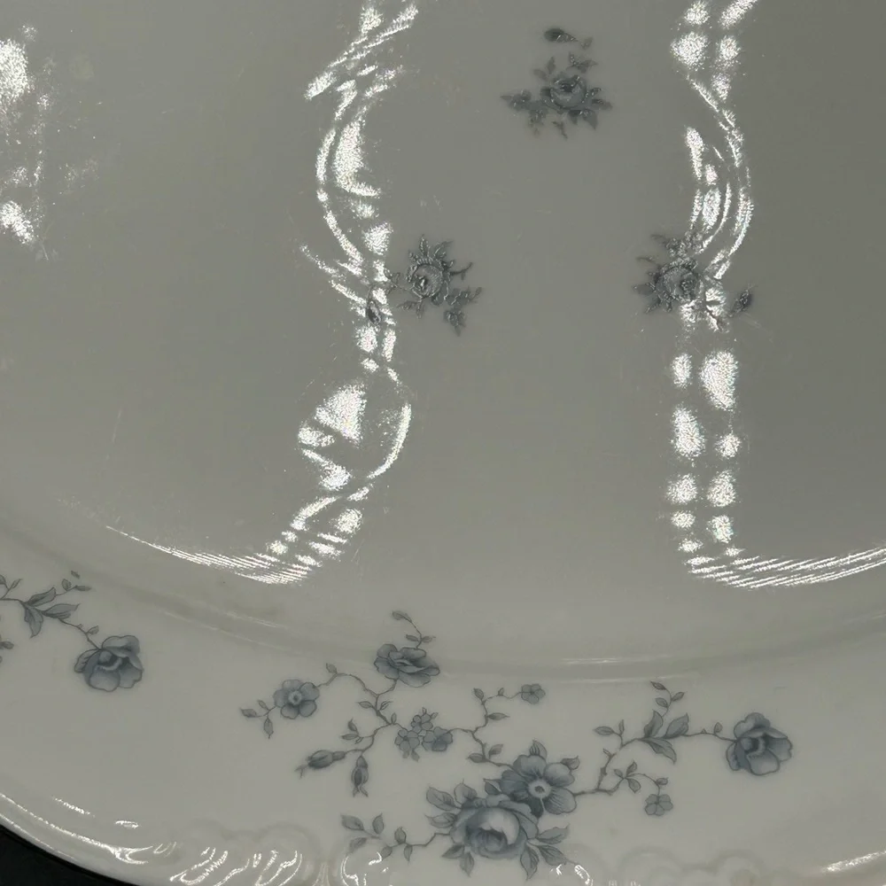 Haviland White Platter with Light Blue Floral Pattern